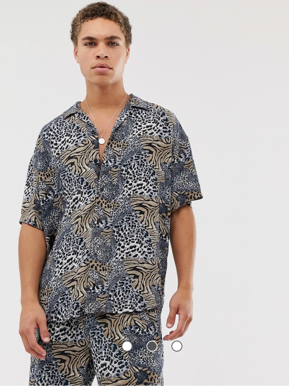Mennace Multi Animal Print Short Sleeve Shirt and Shorts Set